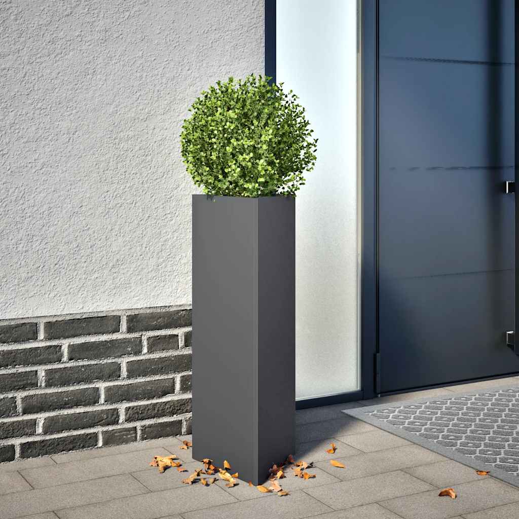 Plant Pot Anthracite Triangular 30 X 26 X 75 Cm Steel