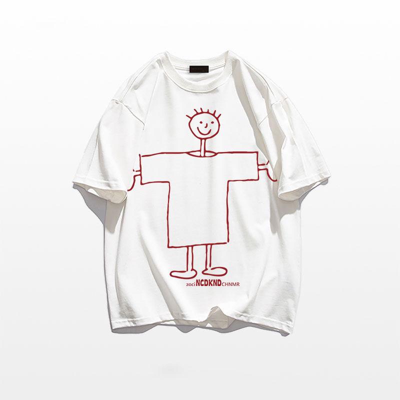 Unisex Retro Cotton Loose Fit Short Sleeve T-Shirt in Plus Sizes