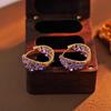 Eleganti Orecchini a Cerchio con Strass Viola - Argento Sterling S925, Design Unico di Alta Gamma