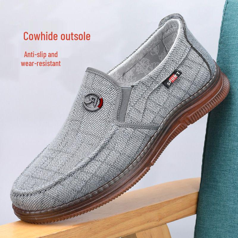 Men's Slip-on Old Beijing Canvas Shoes - Breathable, Non-slip, Wear-resistant Sole, Spring/Autumn Casual Footwear