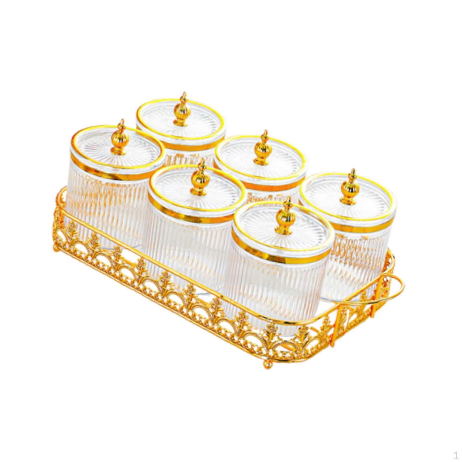 6x Bowls Set Cereal Storage Jar for Organizing Airtight Food Jars with Tray Tea Grain