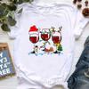 Santa Claus Riding A Dolphin Print Tshirt for Girls White Casual Christmas Gift Tshirt Fashionable Shortsleeved Tshirt Women
