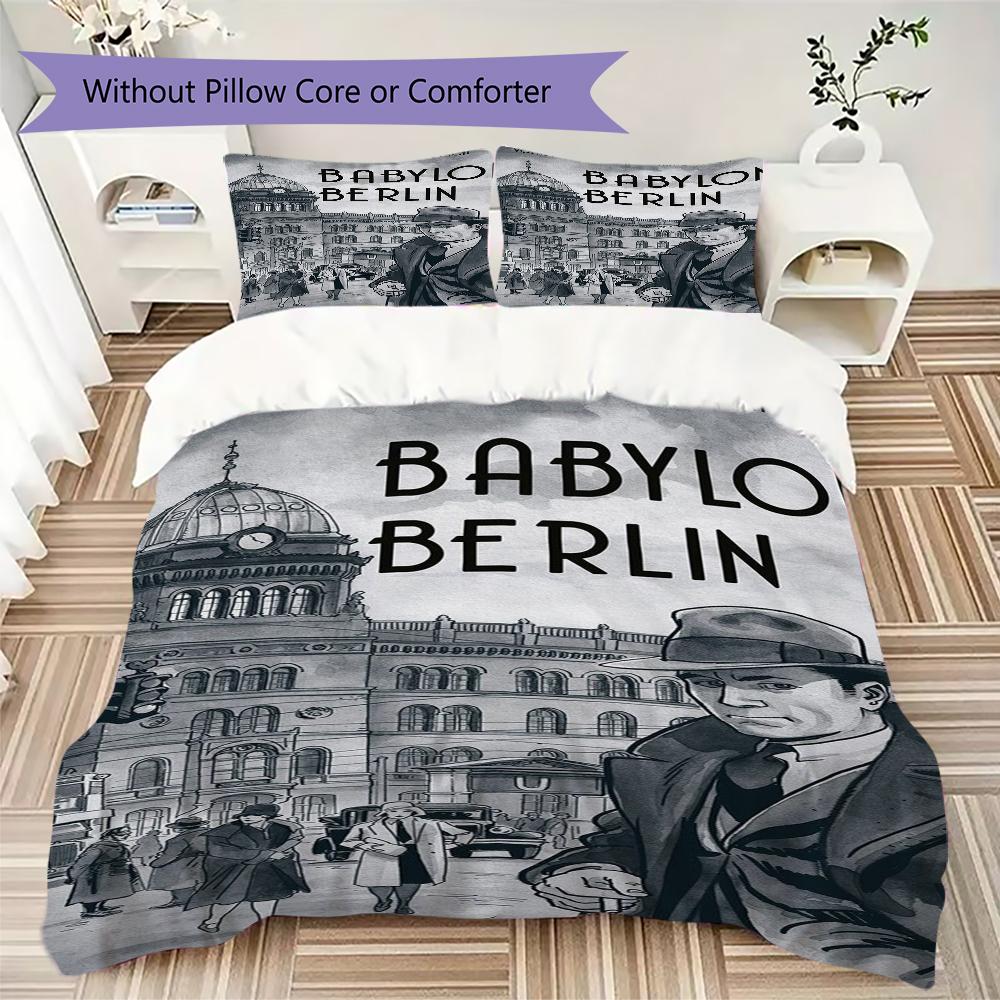 Babylon Berlin Pattern Bedding,Quilt Set Quilt Cover Pillowcase Home Birthday Gift(1 * Duvet Cover + 2 * Pillowcase, Without Core)_lx