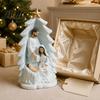 Gold Star Nativity Decor for Desk Holy Family Statue, Christmas Tree Resin Ornament, Hand-Painted Figurine Home Religious Tabletop Altar & Fireplace