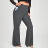High Waist Yoga Pants Full-Length Women Leggings with Elastic Waist Solid Color Pockets Sport Style Flared Pants