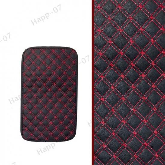 Quilted Embroidery PU Leather Car Armrest Box Cover Pad Center Console Protector