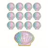 Holographic Mermaid Shell Paper Plates, Disposable Rainbow Colored Plates, Mermaid Themed Party Supplies, Ocean Themed Decorations