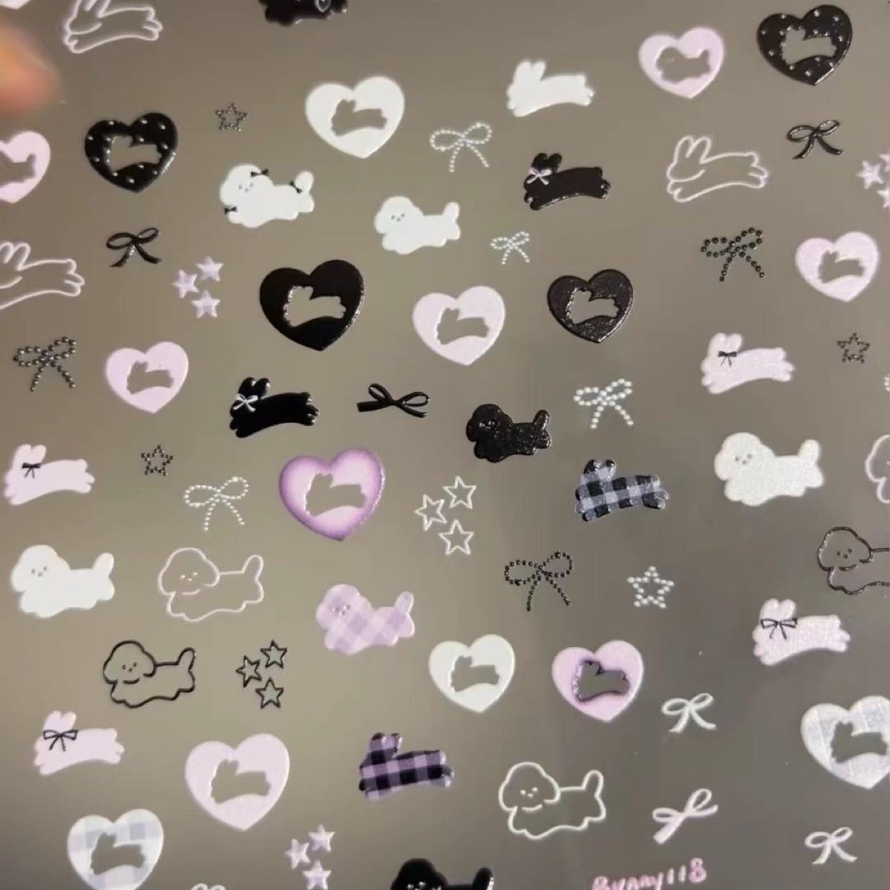 

Зимняя сказка наклейки для ногтей: Дизайны: Снег, Кролик, Собака и Сердце