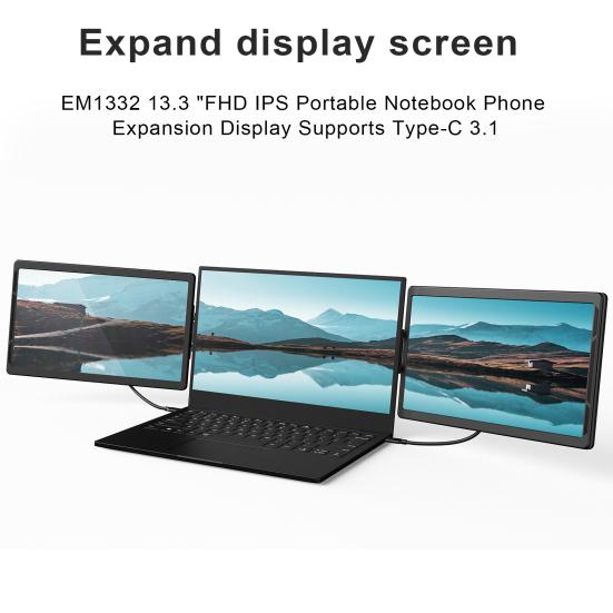 Laptop Screen Extender 13.3" FHD IPS Laptop Monitor Extender Dual Screen Type-C 3.1 Portable