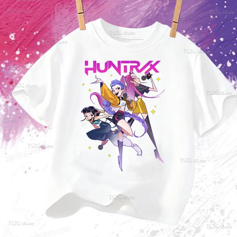 Huntrix Kpop Demon Hunters T-Shirt for Boys Girls T-shirt Fans Gift Summer Crew Neck Short Sleeve Tees Fashion Kids T-shirt