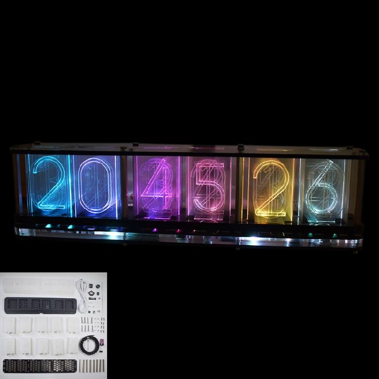 Светодиодные часы с имитацией псевдосветящейся трубки, RGB-цифровые часы для отображения времени и музыки. 1