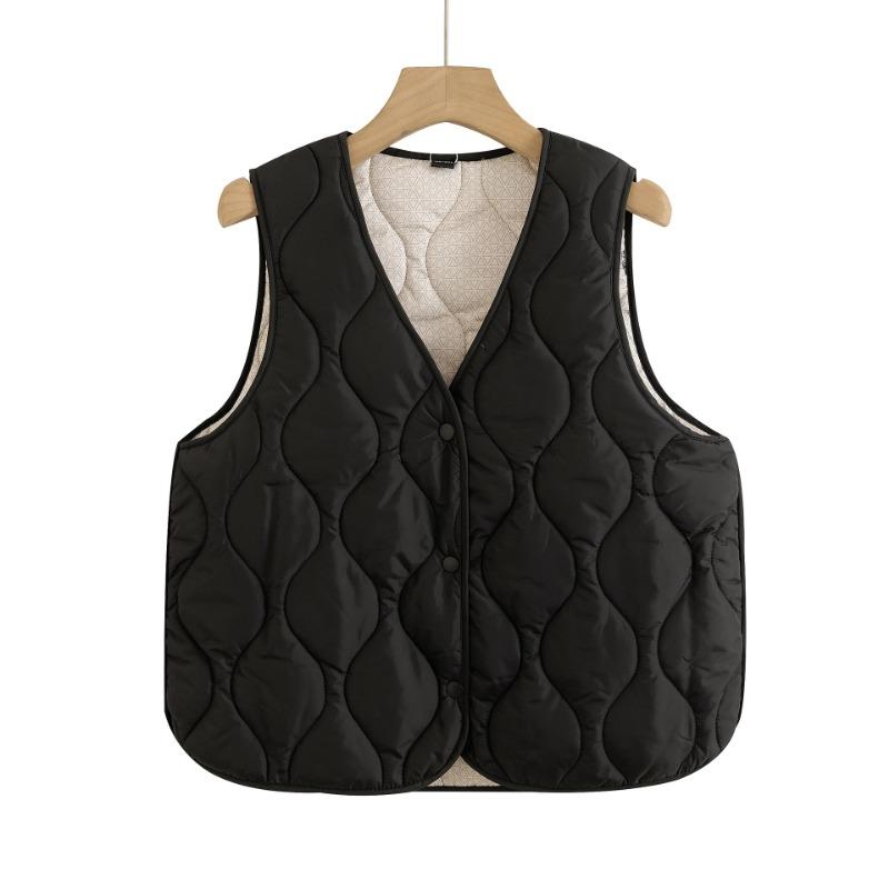 Autumn and winter vest women fleece thickened middle-aged and old mother short wear cotton-padded clothes, fragrant wind sleeveless thermal vest