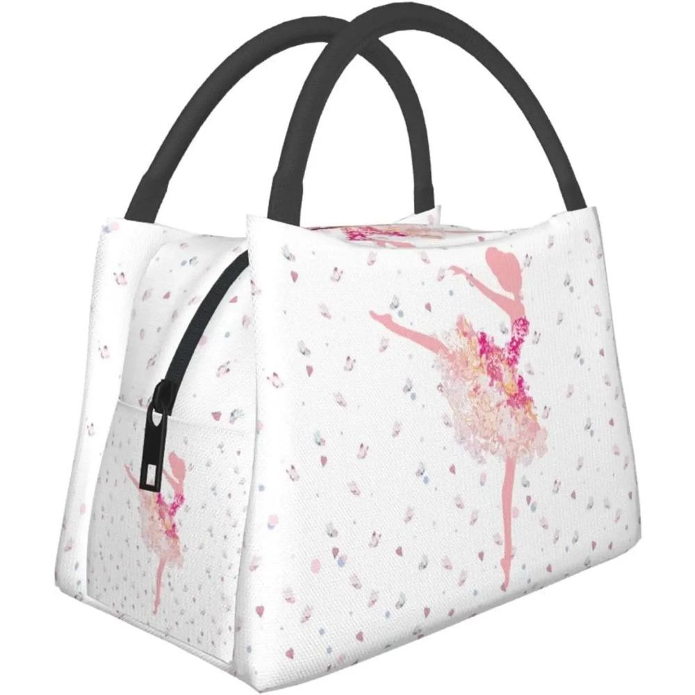 Pink Ballet Dance Lunch Box Picnic Bags Dance Tote Insulated Portable Cute Container Meal Bag Dance Lunch Box for Picnic Shcool