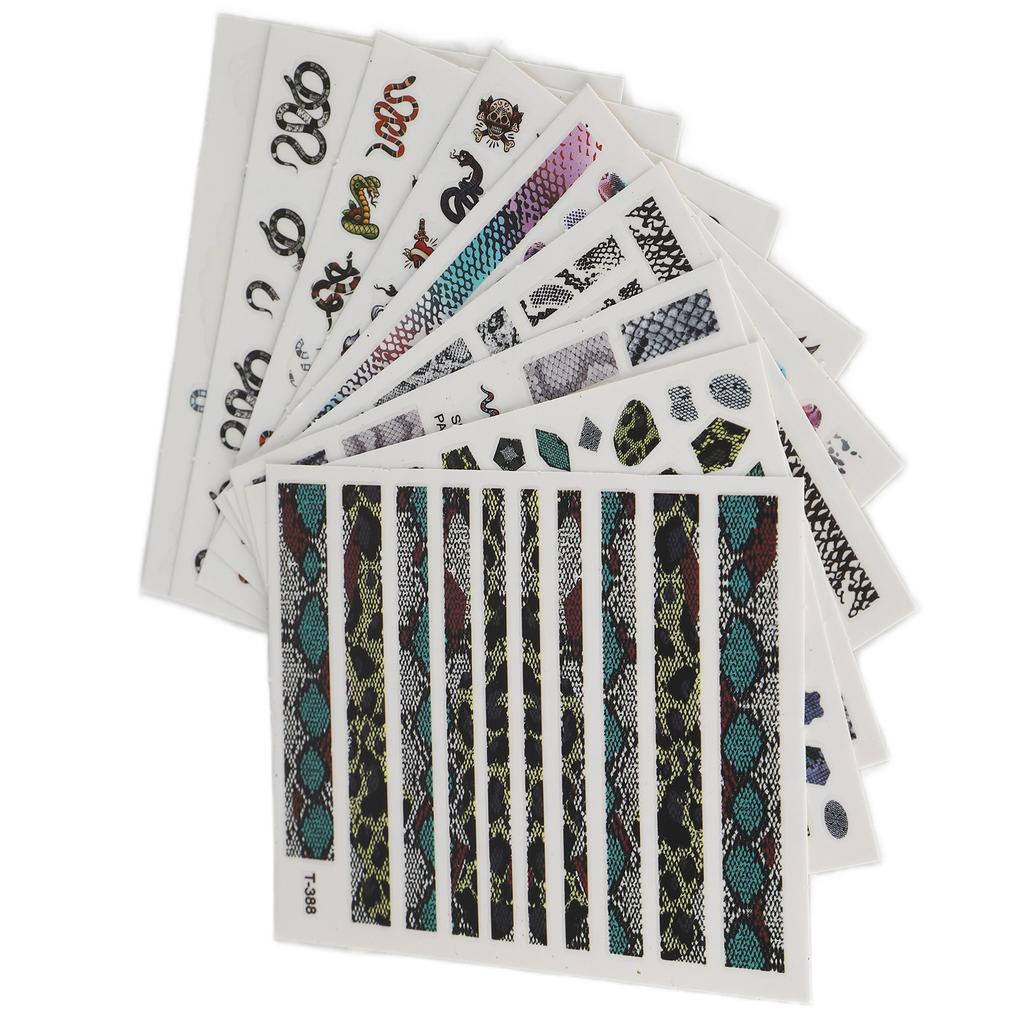 9 Sheets Snake Nail Art Stickers Self Adhesive DIY Manicure Decoration Nail Art Accessories