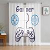 Switch Game Console White Gamepad Voile Curtain For Bedroom Tulle Window Curtain For Living Room Sheer Curtains Blinds Drapes2Pc