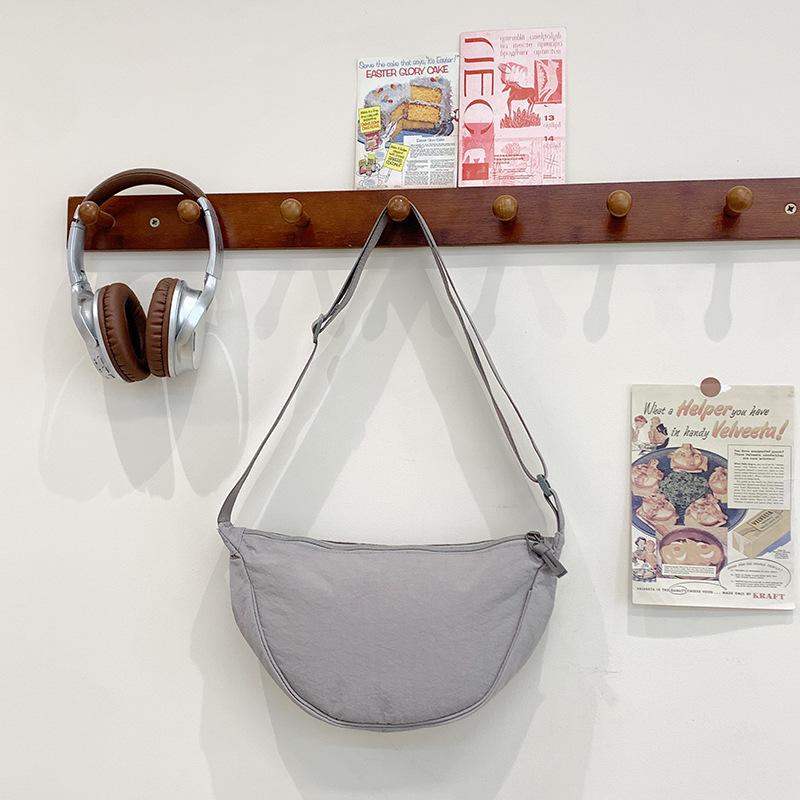 Solid Color Dumpling Bag Women's New Trendy Dumpling Bag Lightweight Shoulder Canvas Bag Satchel Bag Underarm Bag