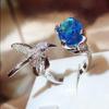 High-End Hummingbird Ring: Santa Maria Aquamarine-Look with Colored Gemstones for Women
