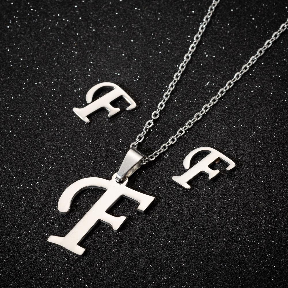 English Letter Necklace & Earring Set: Fashionable Jewelry for Women