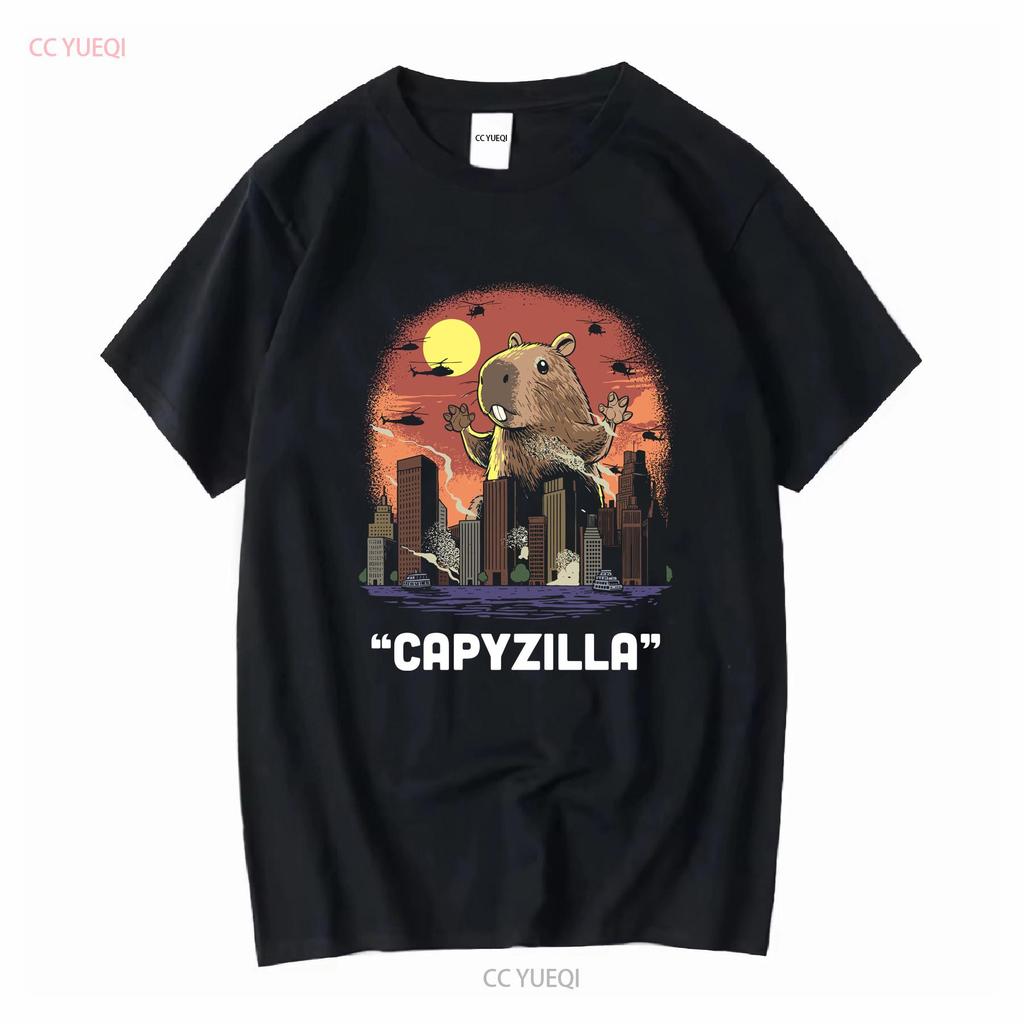Funny Capybara T Shirt For Women Capyzilla Monster Her RodenT Mens Cappy Bara long or short sleeves vintage Washed Stretched