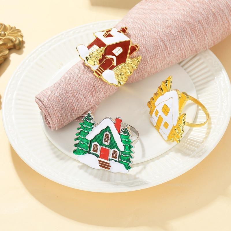 New House Napkin Ring Creative Versatile Napkin Rings for Christmas Hotel Western Restaurant Table Napkin Holder for Christmas