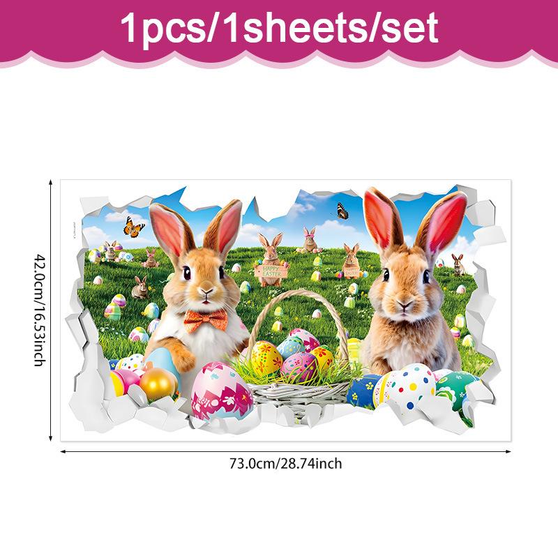 Creative Easter Wall Stickers 3D Breakthrough Stickers Easter Bunny Wall Decals For Home Roomm Room Party