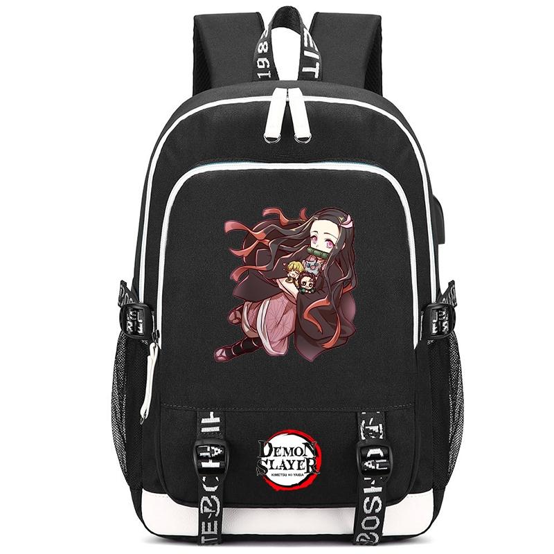 Anime Demon Slayer Canvas Backpack Printed Backpack for Girl Boy Gift Back To School Bookbag Men Women Travel Bag Mochila