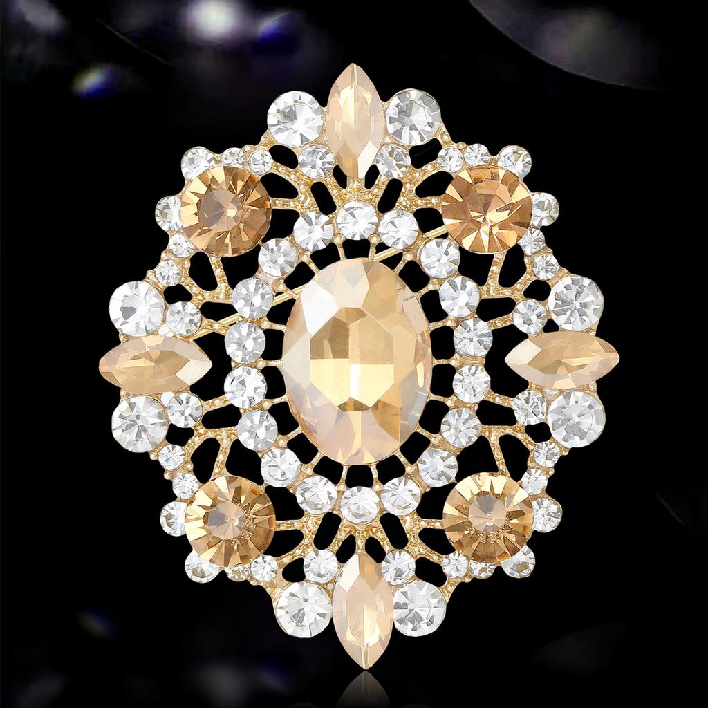 Elegant Rhinestones Imperial Court Brooches for Women Unisex Glass Pin Event Party New Year Gifts Decoration Clothes Accessories