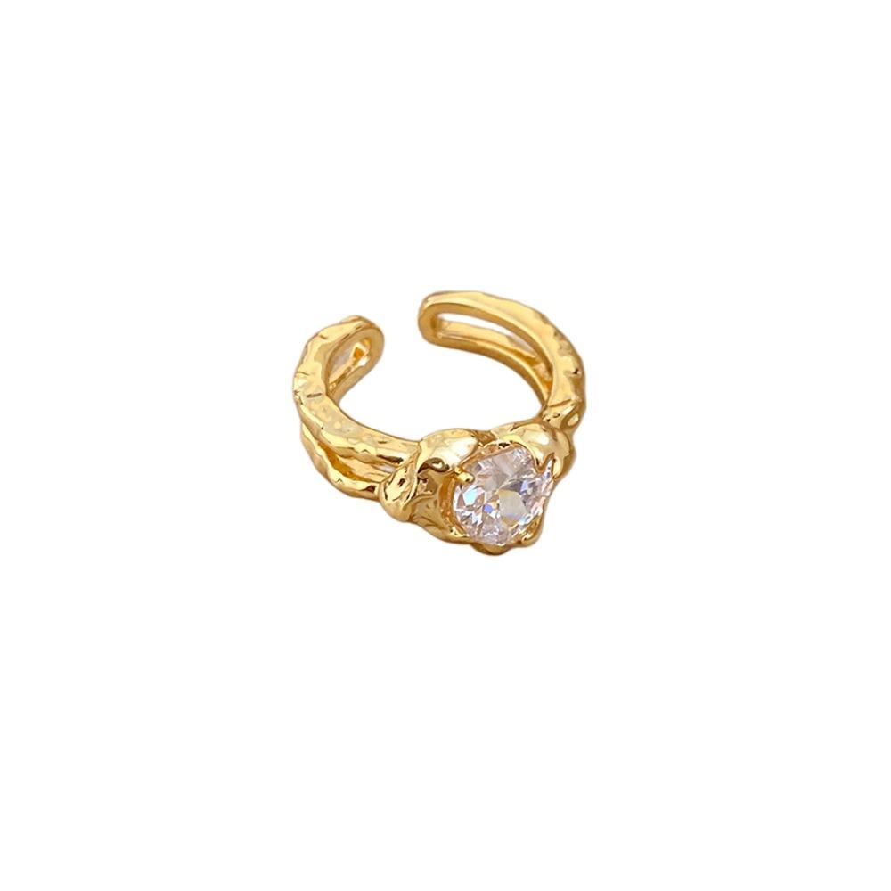 Opening Vintage Crystal Love Ring Rhinestone Opening Finger Ring Pleated Heart-shaped Ring  Ladies золотой