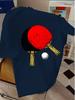 Unisexs Navy Crew Neck Tee Vintage Table Tennis Racket Ball Graphic Sports Loose Summer Casual Daily Soft Street Short Sleeve Shirt