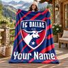 FC Dallas Custom Name Flannel Blanket Personalized Soft Warm Plush Throw Blanket Customized Gift for Family Friends