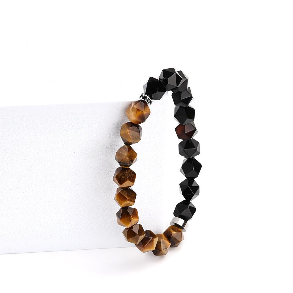 Men's Geometric Agate Tiger Eye Stone Bead Bracelet