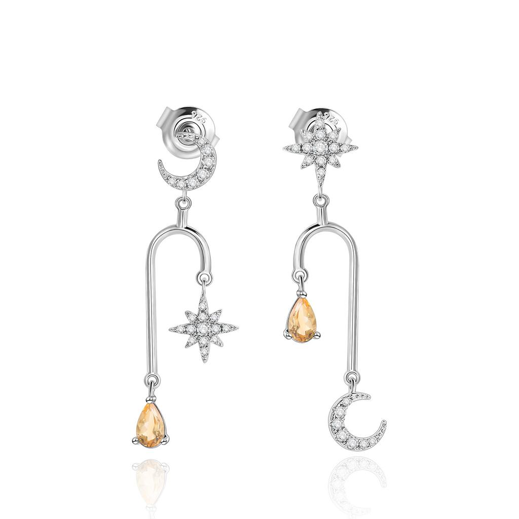 Personalisierte, modische, natürliche, farbenfrohe Schatzohrringe, unregelmäßige Ohrringe, Ohrringe aus S925-Sterlingsilber, plattiert mit 18 Karat Gold