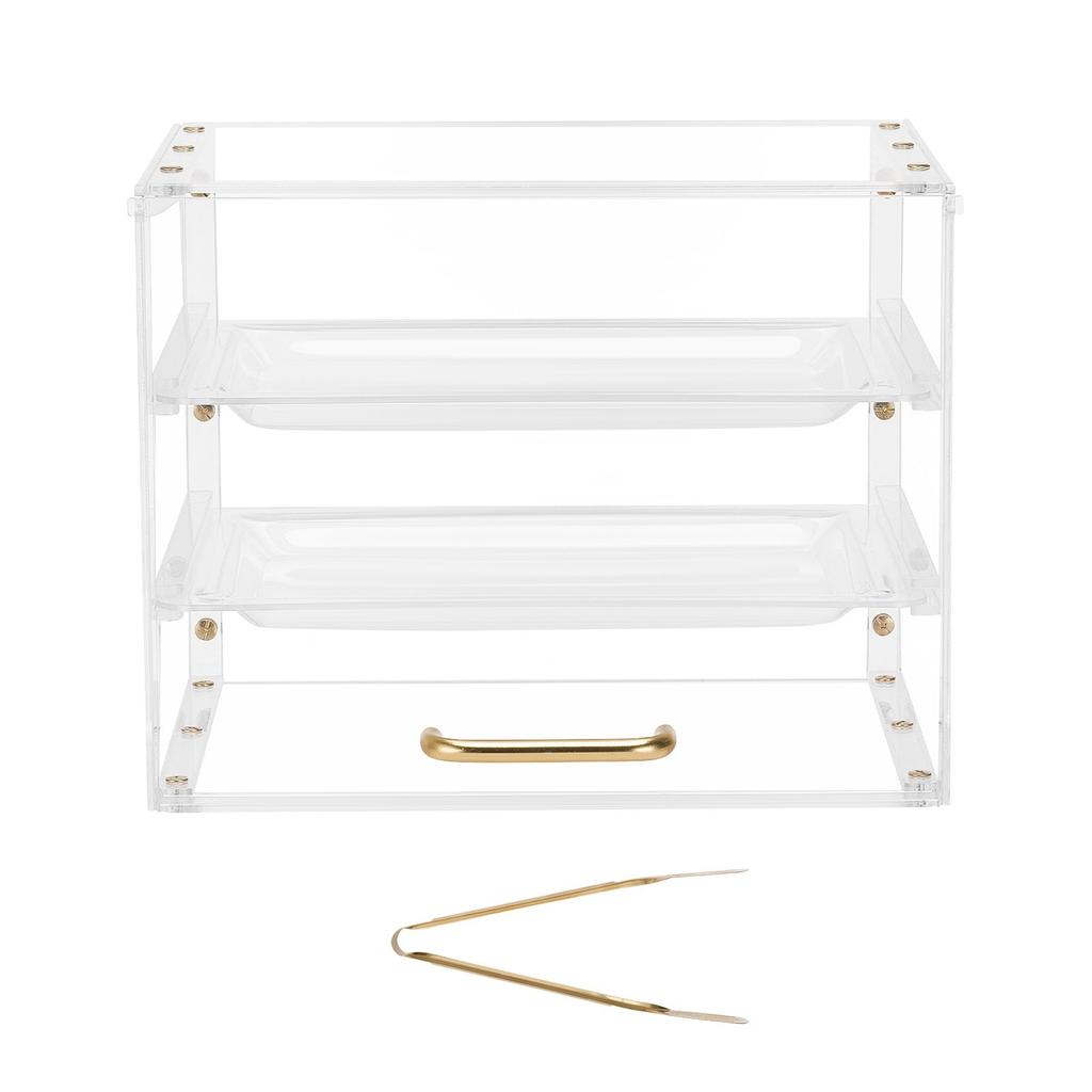 Bakery Display Case, 3-Tier Commercial Countertop Pastry Display Case, Clear Acrylic Bread Box for Kitchen, Party Cake Cabinet with Flip-Up Door for