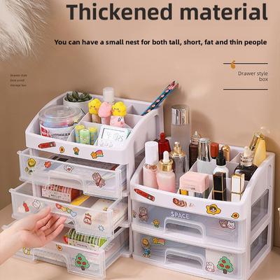 Desktop Drawer Style Cosmetics Storage Box, Jewelry Dressing Table Shelf, Transparent Sorting Plastic Display Storage Box