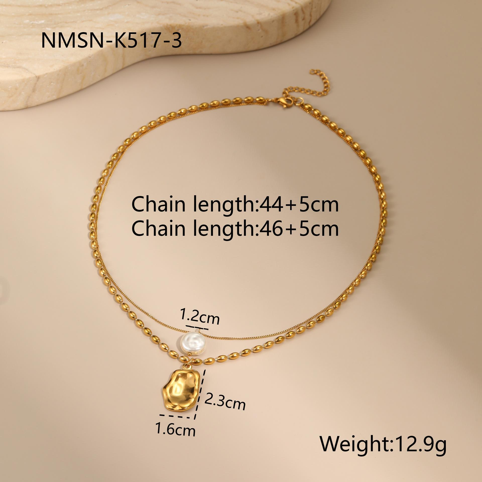 GEMCHIC Women s 18K Gold Plated Stainless Steel Double Layer Baroque Pearl Necklace