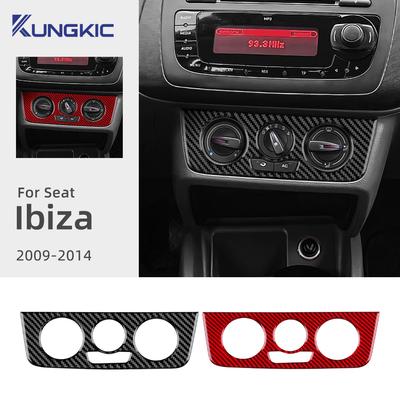 Pro Seat Ibiza 2009 2010 2011 2012 2013 2014 Samolepka z pravého měkkého uhlíkového vlákna LHD RHD Kryt panelu klimatizace pro centrální ovládání auta
