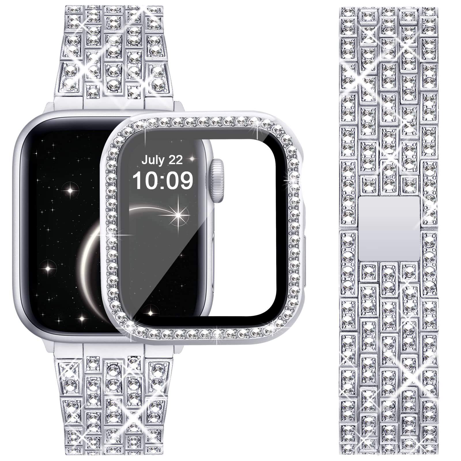 

Diamond Strap For Apple Watch ultra 49mm 46mm 42mm 45mm 41mm watchband protective case for iWatch 10 9 8 7 6 se Metal Bracelect iwatch 4-5-6-se 40mm