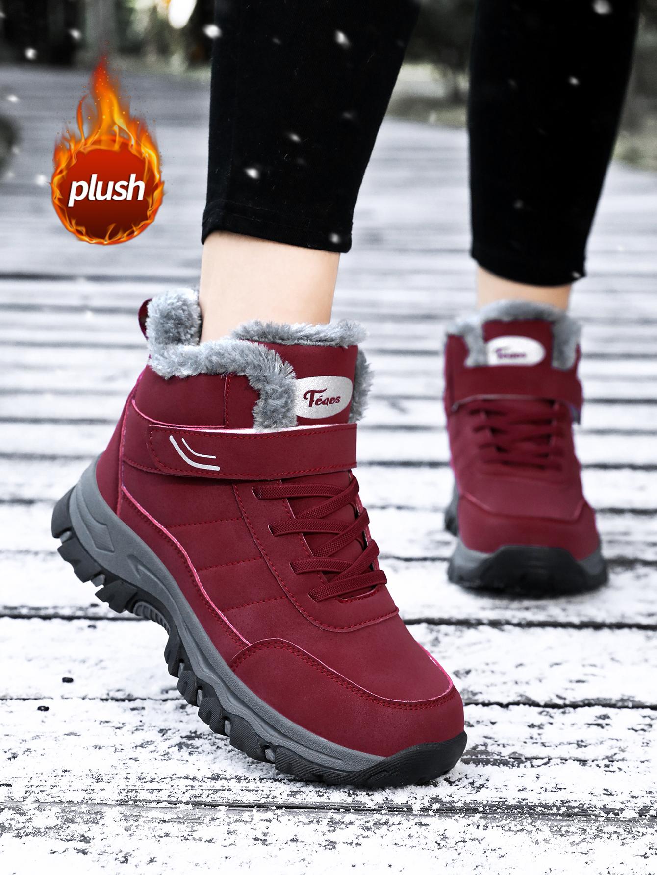 

Уютные женские сноубутсы из искусственного меха - Водонепроницаемые ботинки для холодной погоды 42 красный