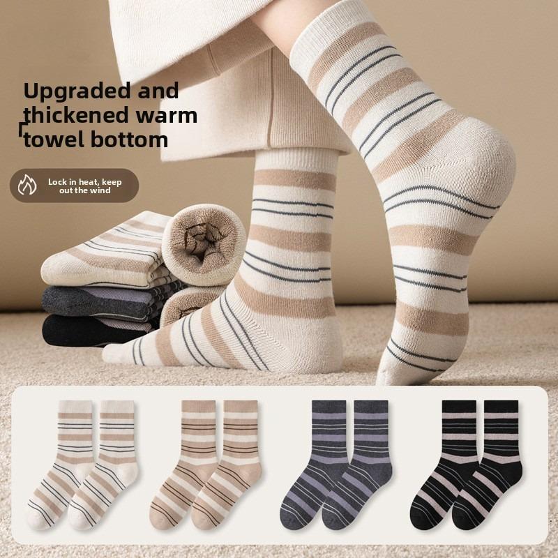 Femme Automne et Hiver Ajouter Velours et Épais Laine Chaude Cercle Maison Sol Sommeil Chaussettes Tube