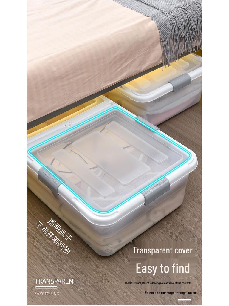 Large Transparent Under-Bed Storage Box - Moisture-Proof Organizer for Home or Dorm