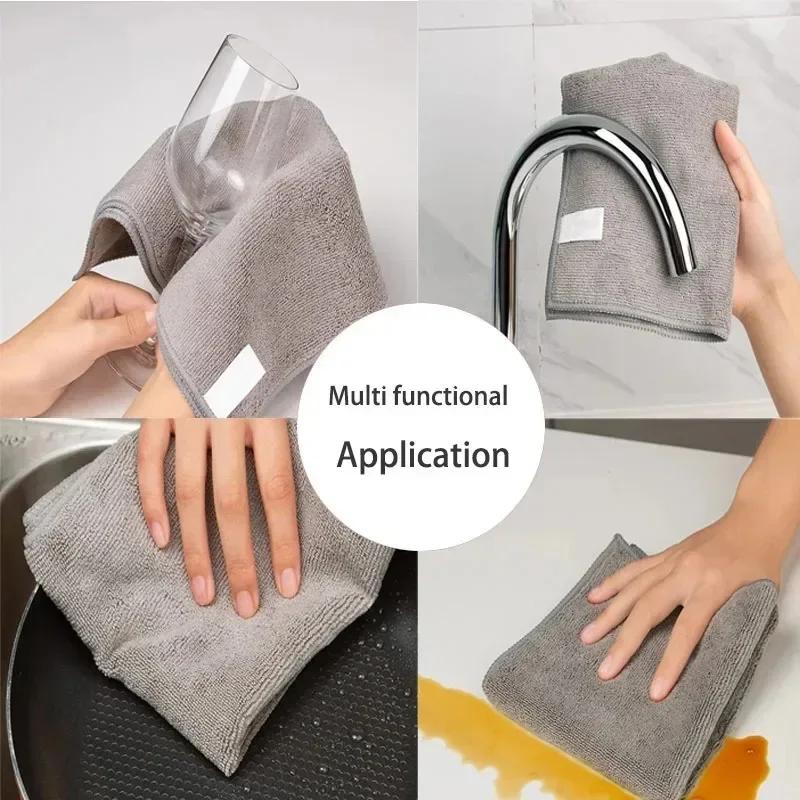 5/10/20PCS Kitchen Towel Ultra-fine Fiber Light Gray Cleaning Cloth Set Absorbent Soft and Stain-removing Cloth