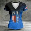 Women’s V Neck Short Sleeve Casual Letter Print T Shirt Top with USA 250 Years Graphic for Everyday Wear