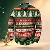 Maglia da Golf da Uomo a Maniche Lunghe con Stampa Natalizia Rete Asciugatura Rapida Top Casual Activewear