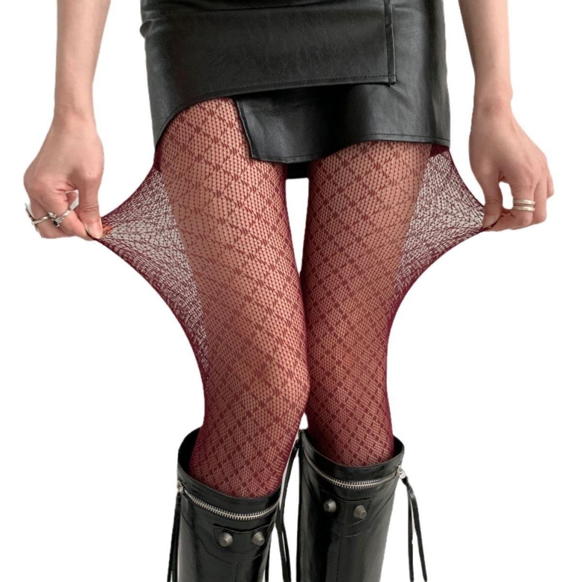 

Women s Sexy Pantyhose With Hollowed Out Mesh Lace Pantyhose червоний