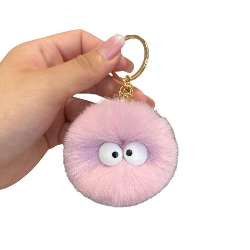 Cute Faux Mink Pom-Pom Keychain Pendant - Internet Celebrity Plush Backpack Ornament