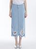 Unknown Planet Distressed Denim Skirt Light Blue