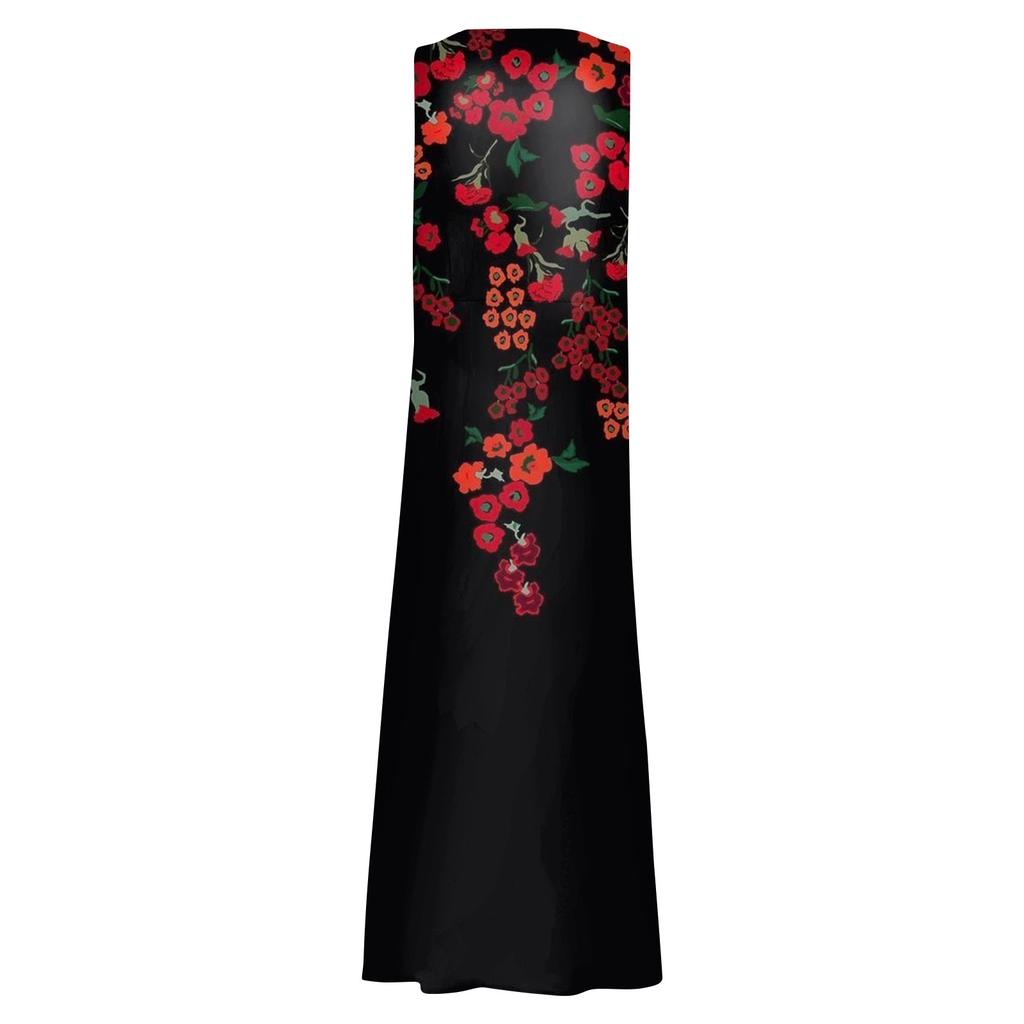 Women's Casual Comfortable Floral Print Sleeveless Cotton Pocket Dress