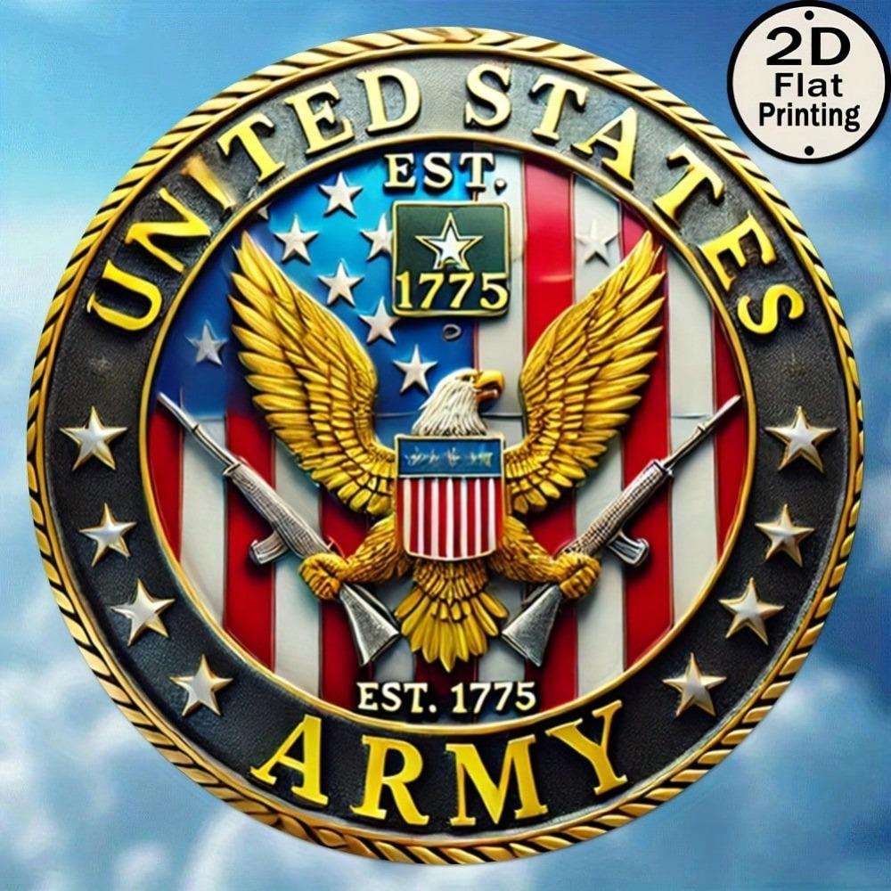 American Army Vintage 8 Inch Round Metal Sign Wall Decor Gift Home Cafe