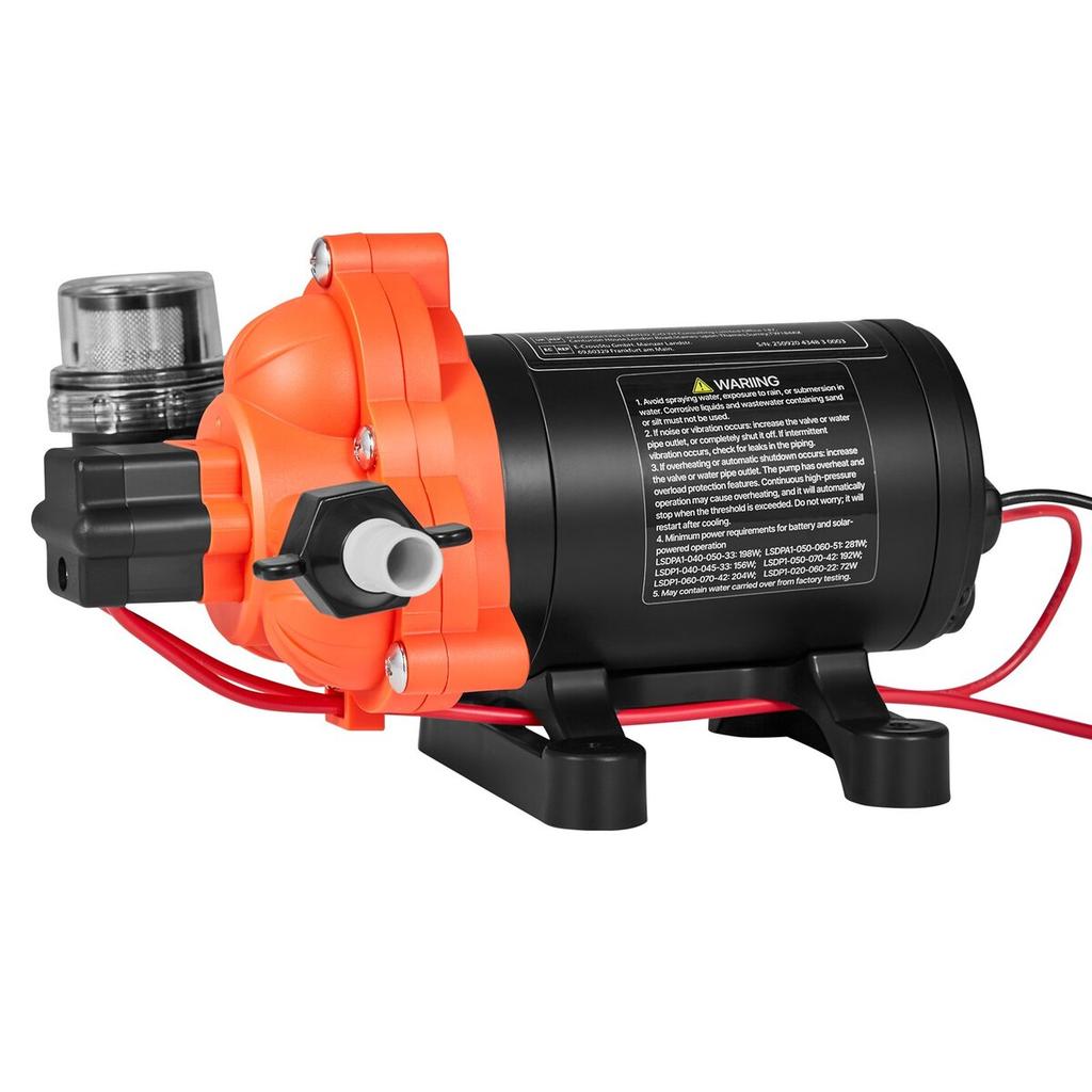 RV Water Pump, 12V DC 4 GPM (15.1 L/min), 3-Chamber Self-Priming Diaphragm Water Pump with Automatic Pressure Switch, 40 PSI Max Pressure, On Demand