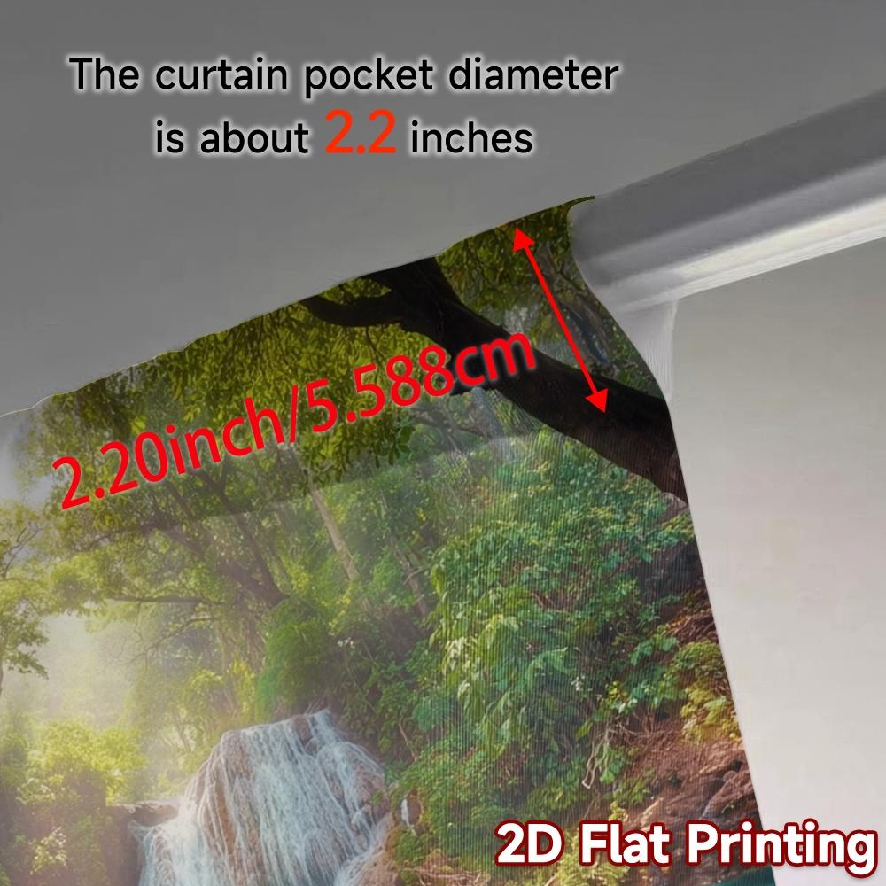 2pcs, 2D FLAT PRINTING Curtains (Without Rod) Emerald Cascade Creative Popular Curtains Machine Washable Fabric Curtains